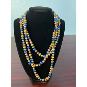 Freshwater Pearl Necklace 5 Colors 60” Long Hand Knotted Flapper